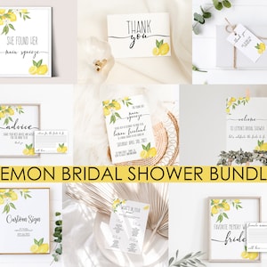 Lemon Bridal Shower Bundle, She Found Her Main Squeeze, Citrus Wedding Templates, Editable Instant Download