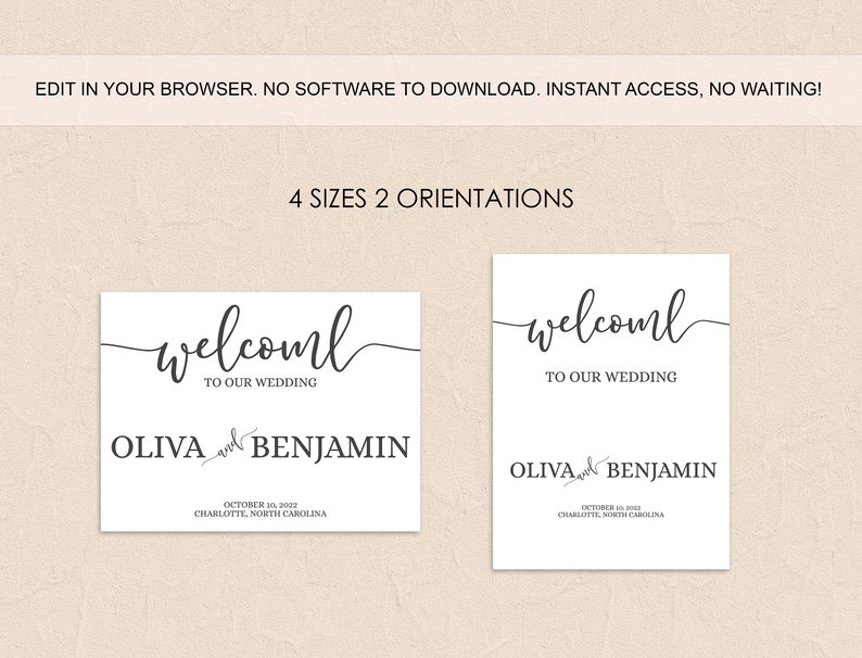 Wedding Reception Welcome Sign, Minimalist Welcome Sign Wedding ...