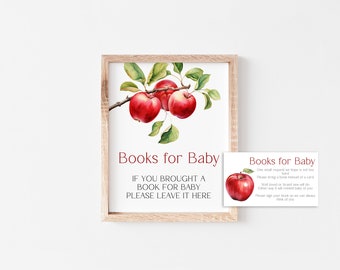 Boeken appel van ons oog voor baby-uitnodiging invoegen, babyshower herfst, thema rode appel babyshower, herfst bewerkbare instant download, MS1307