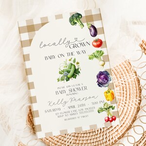 Editable Farmers Market Baby Shower Invitation, Locally Grown Baby Invite,  Vegetables Theme Template, Digital Instant Download MS1363