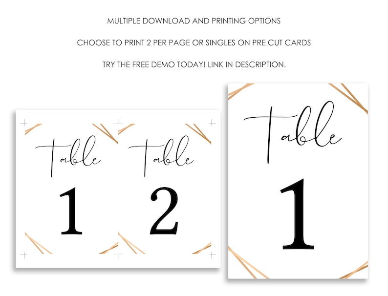 Gold Table Number Template Table Number Cards Printable - Etsy