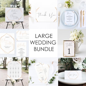 Gold Wedding Bundle Template, Mega Wedding Bundle, Wedding Stationary Bundle, Geometric Wedding Stationary, Wedding Invitation Suite, WC021