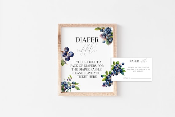 Blueberry Baby Shower Diaper Raffle Template, Fruit Baby Shower,  Couples Shower Activity, Invitation Insert, Blueberry Party, MS1244