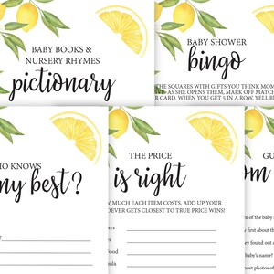 Baby Shower Game, Baby Shower Games, Lemon Theme Baby Shower, Baby Shower Bingo, Baby Shower Games Bundle, Baby Shower Bundle