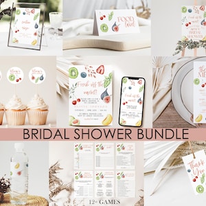 Fresh Off The Market Bridal Shower Bundle, Farmers Market Wedding Shower Printable Wedding Games Signs, Editable Instant Download, MS1402