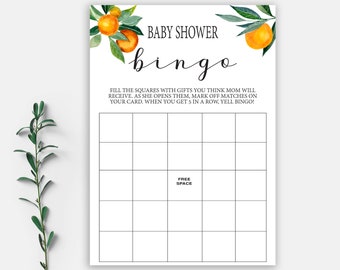 Baby Shower Bingo, Orange Theme Baby Shower, Bingo Baby Shower Game, Baby Shower Games, DIY Baby Shower, Baby Boy Shower, BAB002