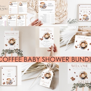 Kaffee-Babyparty-Themenpaket, Baby braut, Kaffeebohnen-Party, Einladung, Spiele, Willkommensschild, Paare-Dusche, Herbst, MS1280
