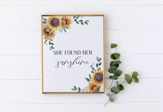 Sunflower Bridal Shower Sign, Fall Bridal Shower Decor, Printable Bridal Shower Sign, She Found Her Sunshine Bridal Shower, Rustic MS1247