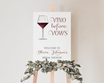 Vino before the vows bridal shower welcome sign, Wine bridal shower welcome poster, Welcome Sign for Bride Instant Download MS1258