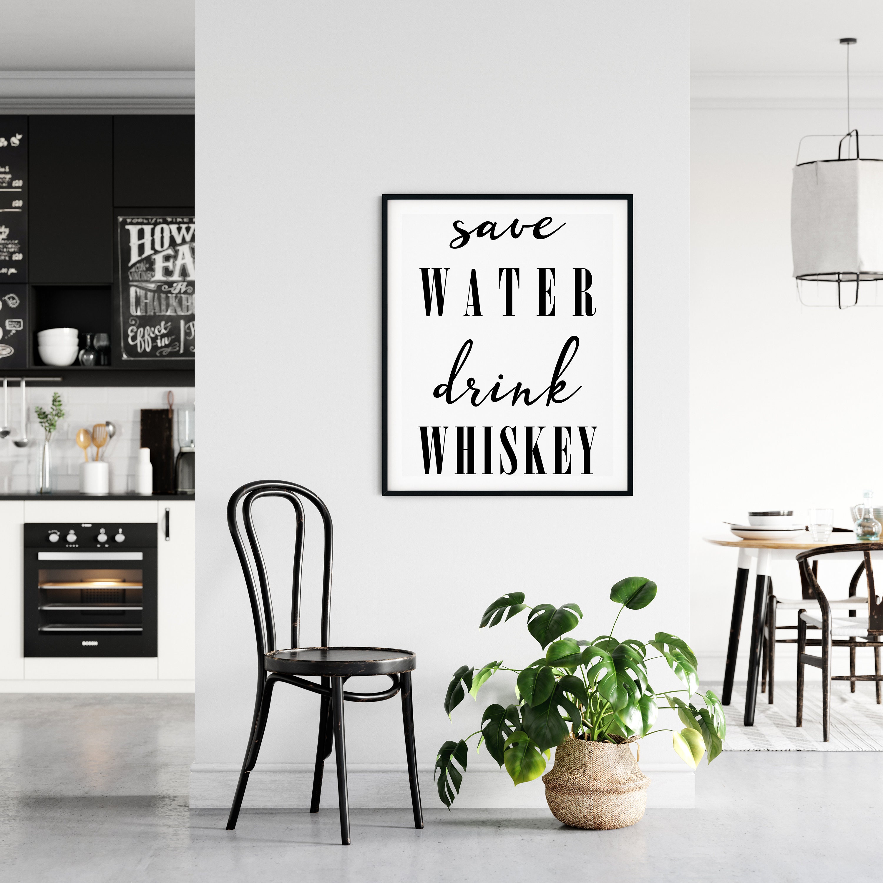 Bar Decor Sign, Bar Cart Decor, Save Water Drink Whiskey, Whiskey Bar Sign, Printable Wall Art