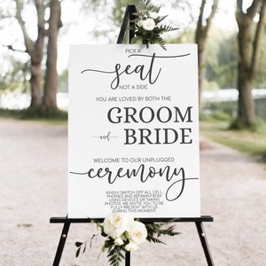 Unplugged Ceremony Sign Template, Hochzeitsbeschilderungsvorlage, bearbeitbares Hochzeitsschild, minimalistisches Unplugged-Zeremonie-Schild Printable MS1235