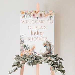 Baby Shower Welcome Sign Template, Western Baby Shower, Cowgirl boot baby shower welcome sign, Editable Instant Download MS1249