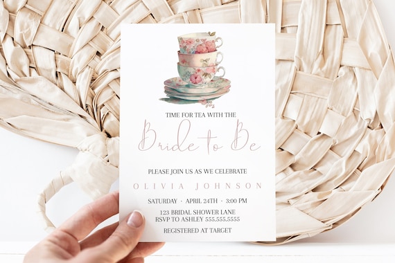 Tea Party Bridal Shower Invitation Template, Boho Bridal Shower Invite, Bridal Shower Tea Printable Invite, Instant Download, MS1270
