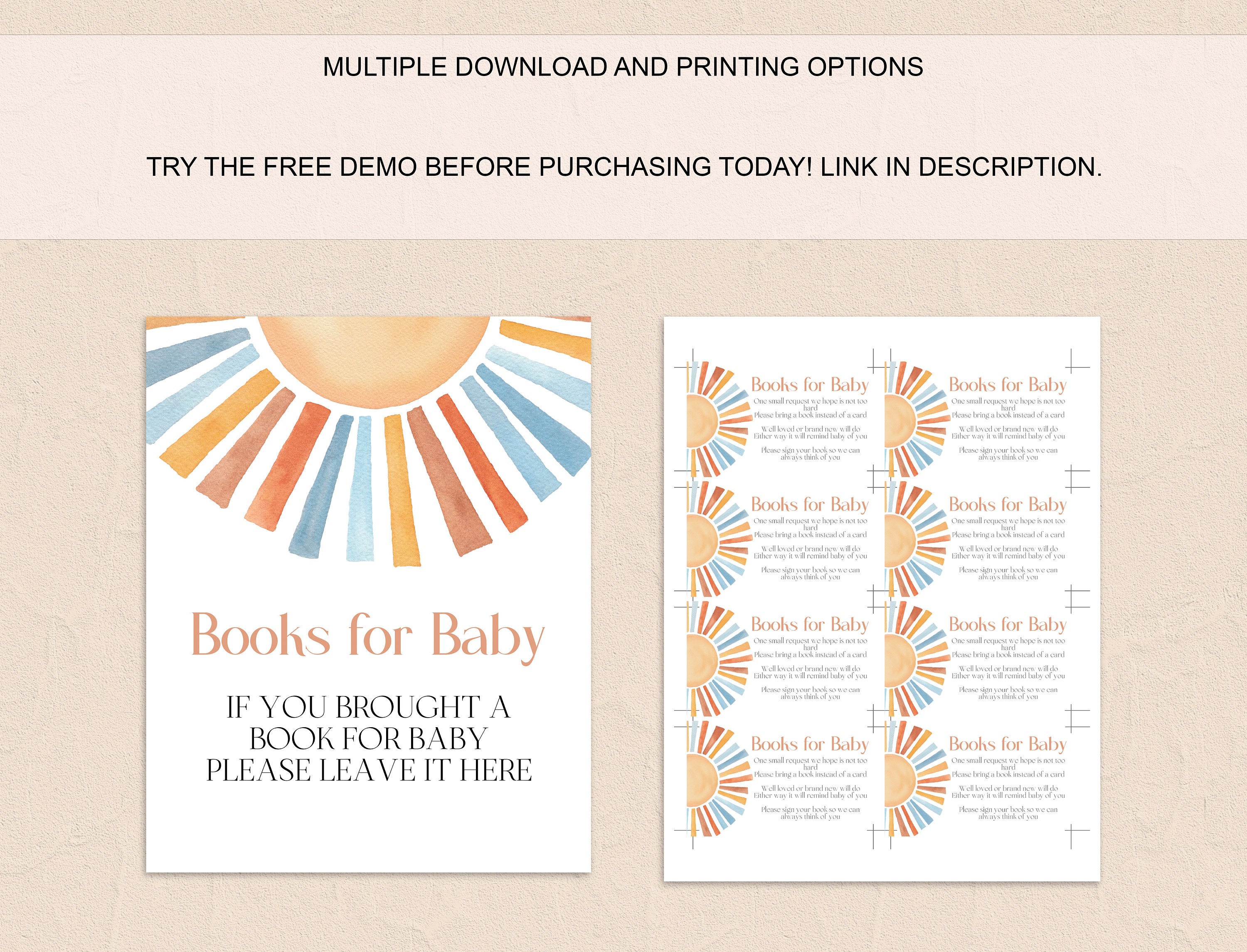 Pacchetto di inviti modificabili per baby shower Sunshine, giochi per baby shower Here Comes The Son, set di decorazioni per baby shower  Sunshine con download immediato RSB1 - Italia
