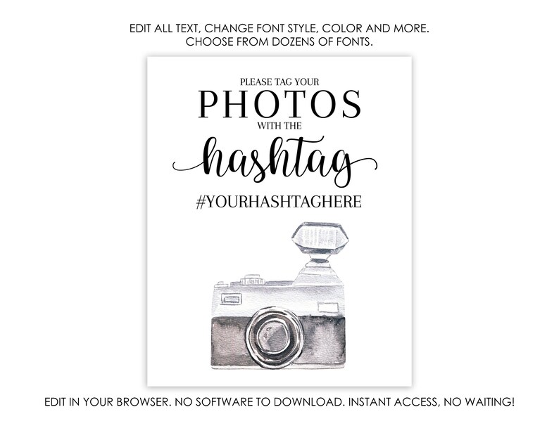Wedding Hashtag Sign Download Printable Wedding Hashtag Sign - Etsy