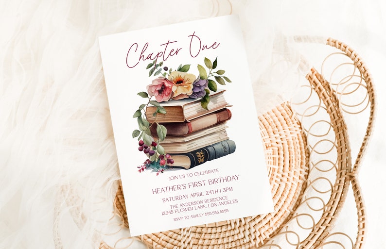 Storybook First Birthday Invitation, Chapter One 1st Birthday, Book ...