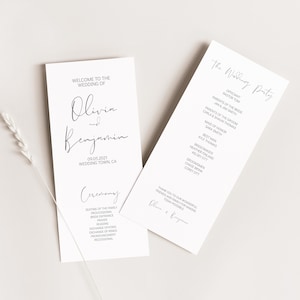 Minimalist Wedding Program Template, Modern Wedding Ceremony Template Printable Instant Download, WC002