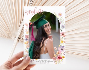 Wildflower Grad Party Invite, Boho Graduation Announcement Flowers, Floral Graduation Invitation, Editable Instant Download, MS1303