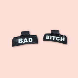 Bad bitch hair clip large, fun hair accessory 4&quot; width
