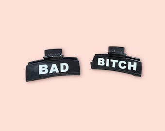 Bad Bitch Haarspange groß, lustiges Haar Accessoire 10 cm Breite