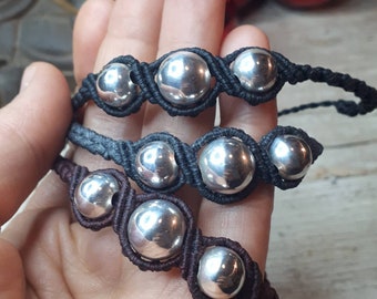MACRAME bracelet with 925 silver pearls /bracelet silver 925 / tribal jewelry /boho gipsy /nature lover gift/bohemian /wedding jewelry