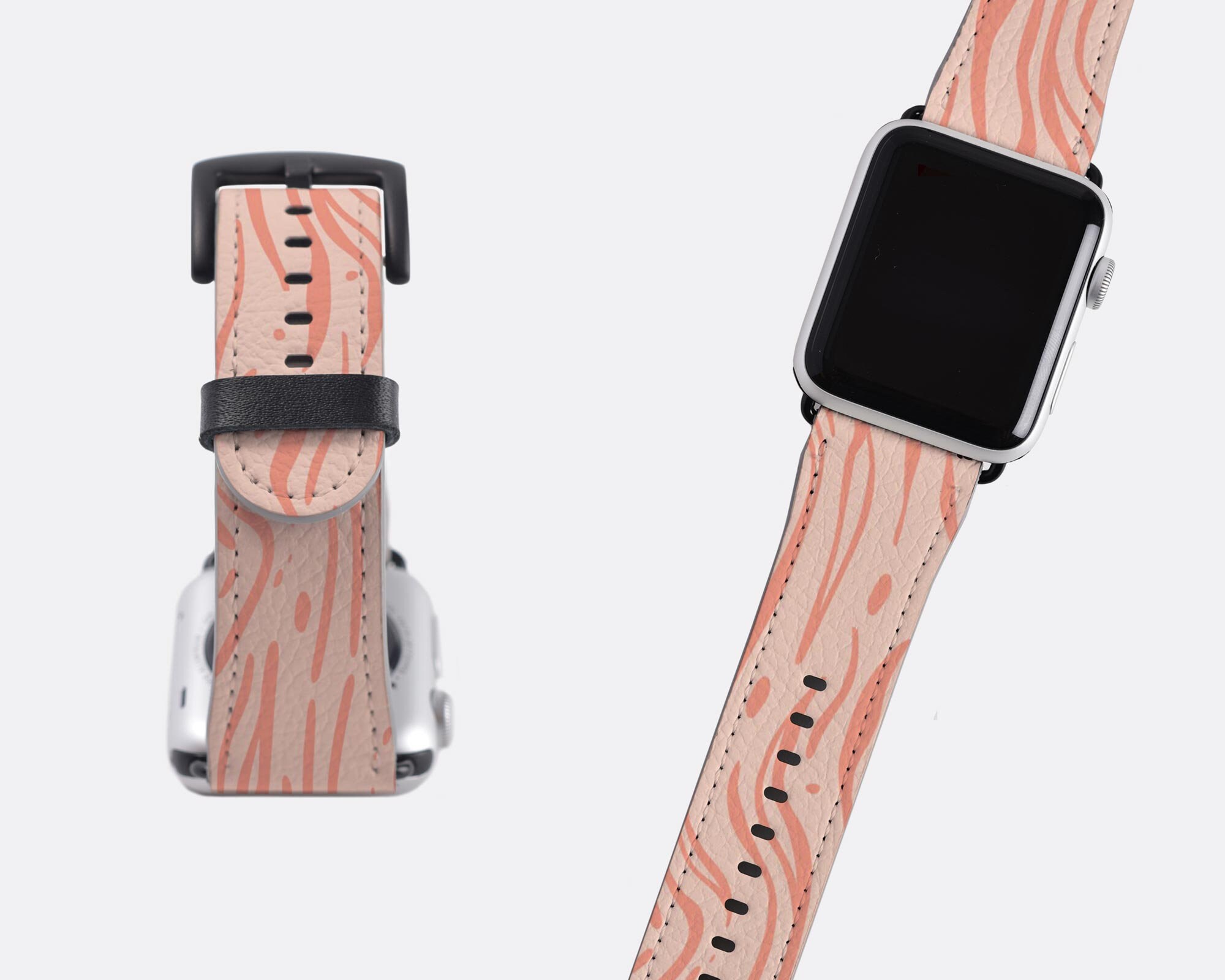 Pink Tiger Stripe Apple Watch Strap Premium Vegan Faux | Etsy