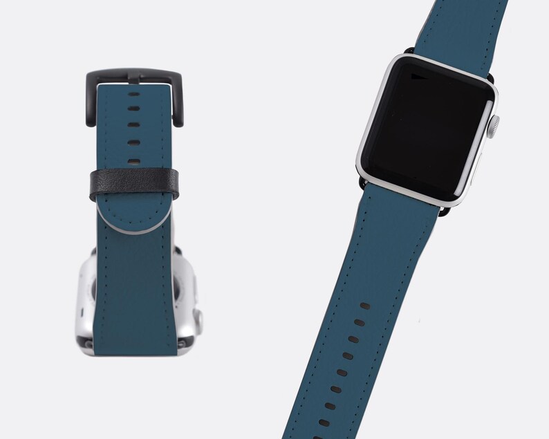 Midnight Blue Apple Watch Strap Premium Vegan Faux Leather | Etsy