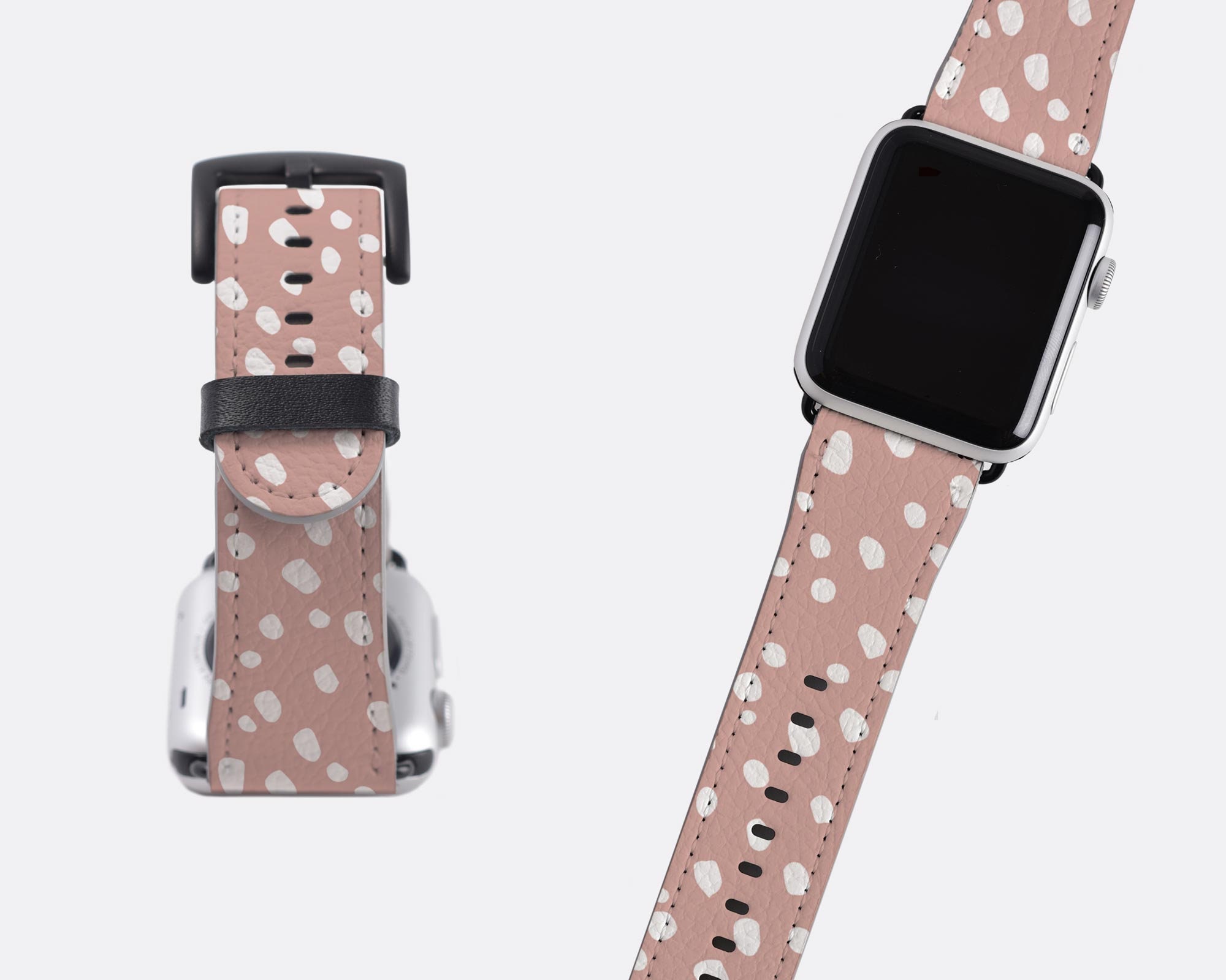 Blush Polka Dot Apple Watch Strap Premium Vegan Faux Leather Etsy UK