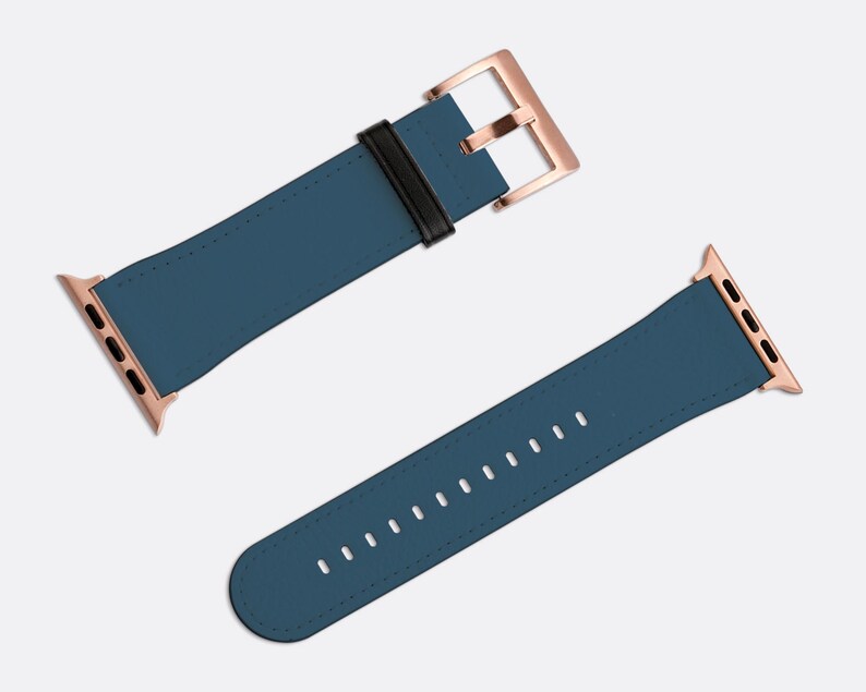 Midnight Blue Apple Watch Strap Premium Vegan Faux Leather Etsy