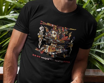 ミクトランテクートリ：生と死の神 - メンズ メキシカ Tシャツ - オリジナルメキシコアートイラスト - アステカデザイン - アズトランのメキシコ服