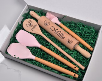 Set de regalo para hornear con rodillo grabado / Herramientas personalizadas para hornear en casa o para fiestas
