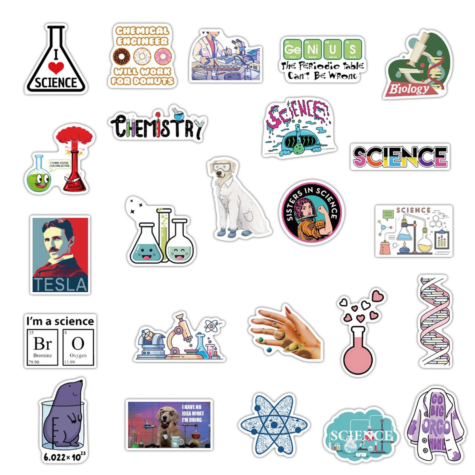 50 PCS Laboratory Stickers Chemistry Doodles Stickers Set Etsy