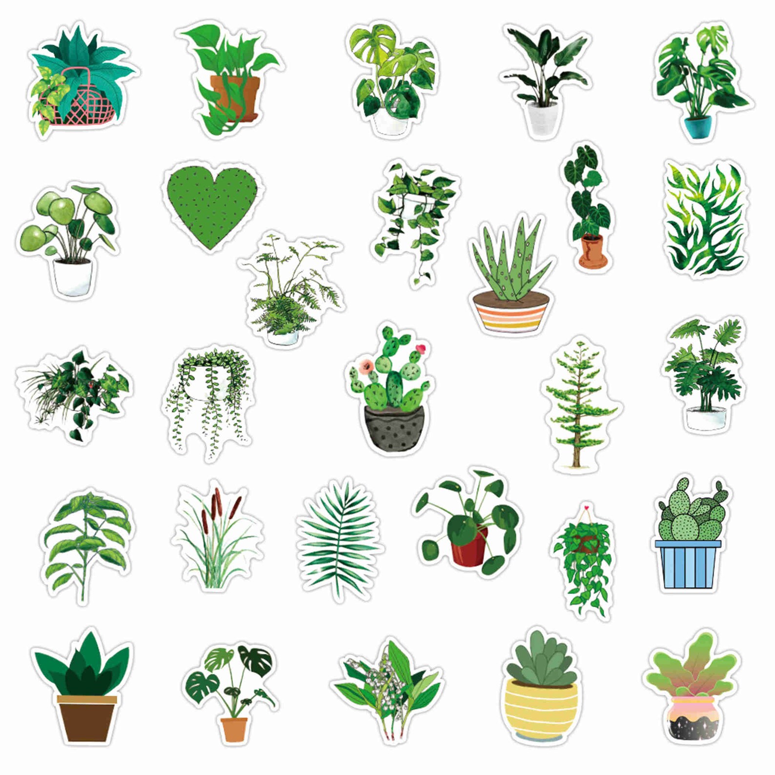 50 Stück Grüne Pflanzen Serie Aufkleber Topfpflanzen Sticker | Etsy