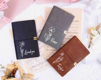 Journal en cuir A6 - carnet de notes en cuir personnalisé - journal de voyage - journal vintage - cadeau fête des pères - cadeau d'anniversaire - cadeau de voyage