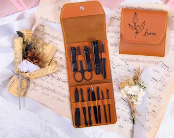 Kit d'ongles personnalisé fleur de naissance, manucure et pédicure professionnelles, kit manucure soin du visage, kit manucure de voyage, cadeau fête des mères