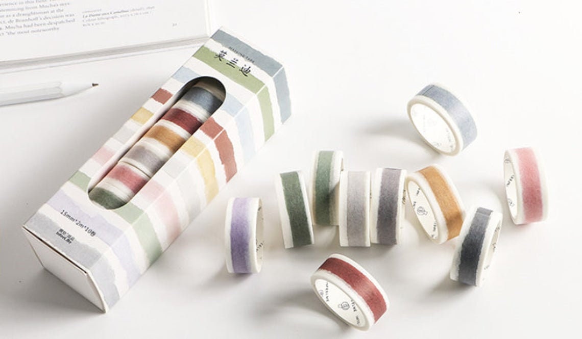 Watercolor Textured Tape Various Color Tapes Paper Tape Etsy