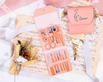 Set de manicura y pedicura personalizado, herramientas de acero inoxidable, regalo para damas de honor