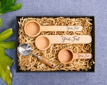 Juego de cucharas de café de madera hechas a mano / Cuchara personalizada