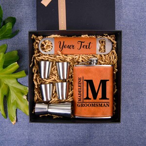 Father of the Groom Gift Box | Groomsmen Proposal Box | Wedding Keepsake | Flask and Wine Cups Set | Groomsmen Gift | Anniversary Gifts