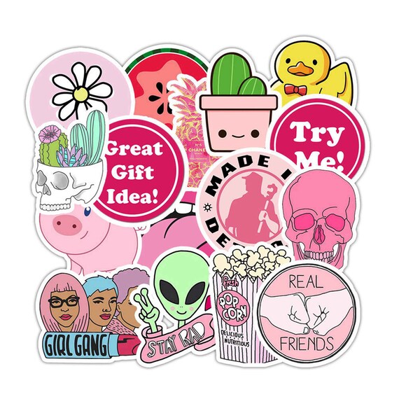 50 pcs pink series stickers cute fashionable stickers set etsy