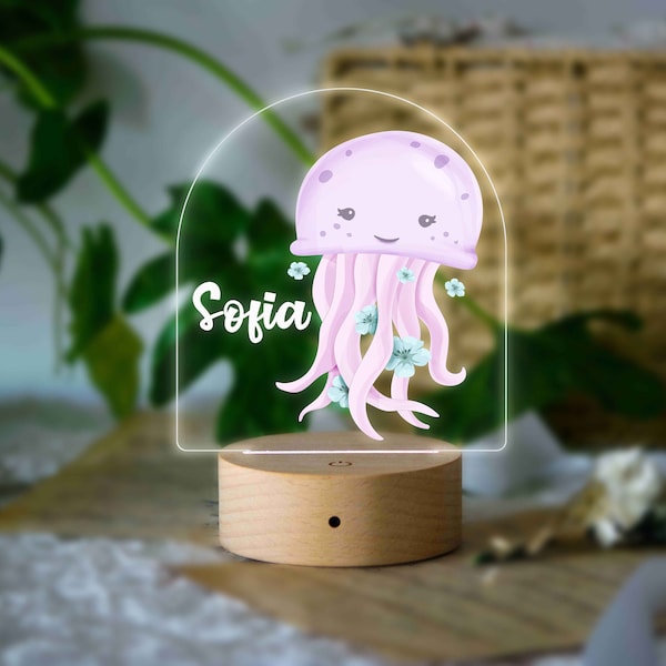 Jellyfish Baby Night Light - Custom Lamp - Girl's Room Light - Bedroom LED Lamp - Baby Girl Gift - Birthday Gifts for Kids - Nursery Decor