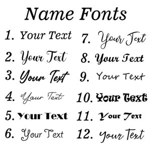Puede incluir: Un gr&aacute;fico que muestra 12 estilos de fuente diferentes para el texto "Your Text".