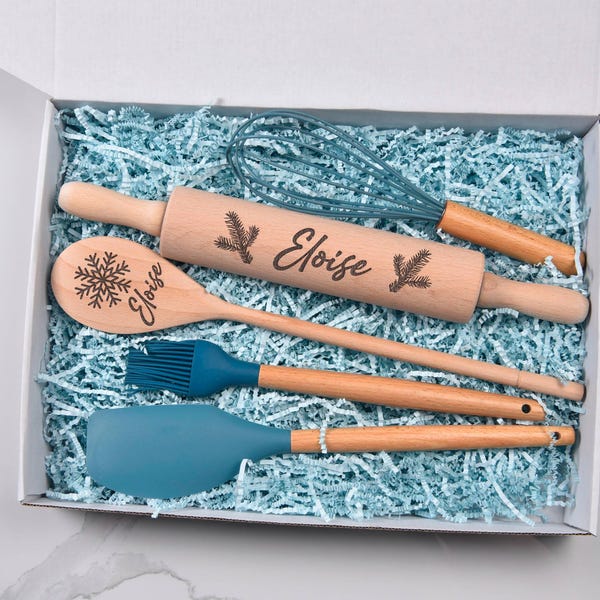 Personalized Baking Gift Set | Engraved Rolling Pin | Wooden Spoon | Baking Enthusiasts Gift | Wedding Gift | Mother's Day Gift