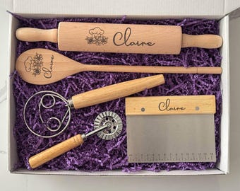 Personalized Baking Gift Box | Engraved Rolling Pin, Wooden Spoon  | Mother’s Day Gift | New Home Baking | Kitchen Gift