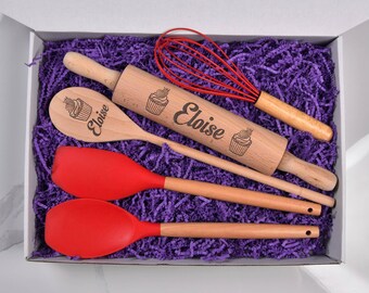 Set de regalo personalizado para hornear / Rodillo y espátula personalizados