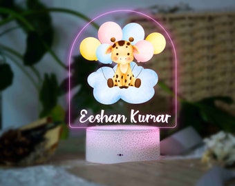 Personalised Giraffe Night Light - Custom Name Gift - Baby Shower Gift - Kids Night Light - Birthday Present - Child Desk Lamp - Animal Gift