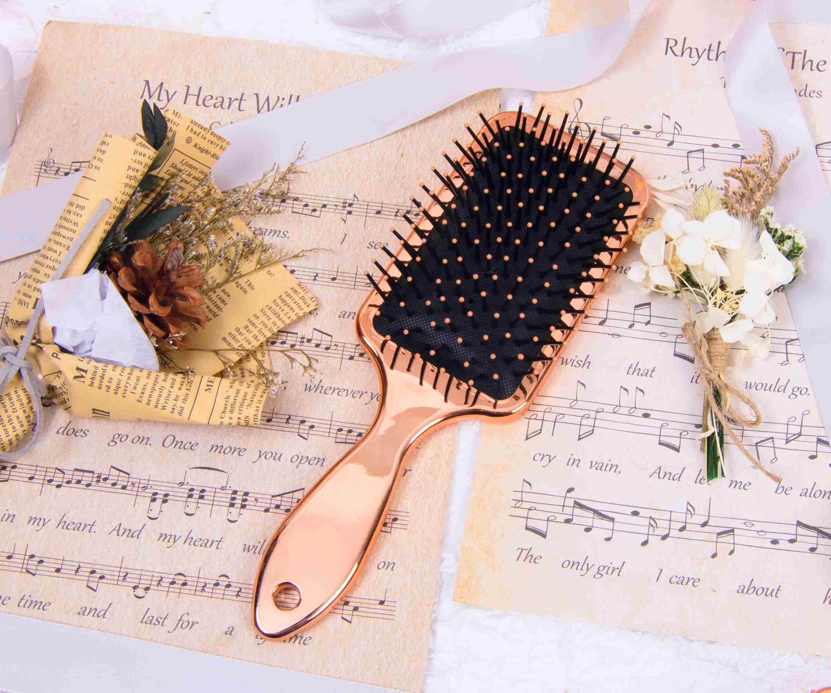 Personalised Birth Flower Hair Brush, Hair Brush With Name, Wedding