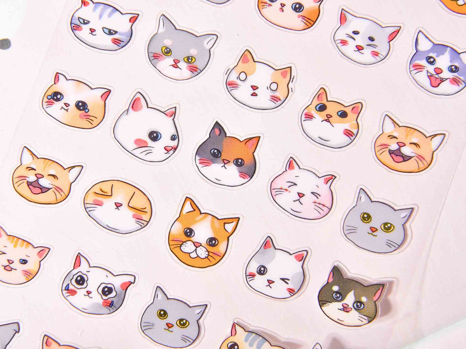 50 Pcs Kawaii Cat Stickers Cartoon Cat Stickers Scrapbook Etsy