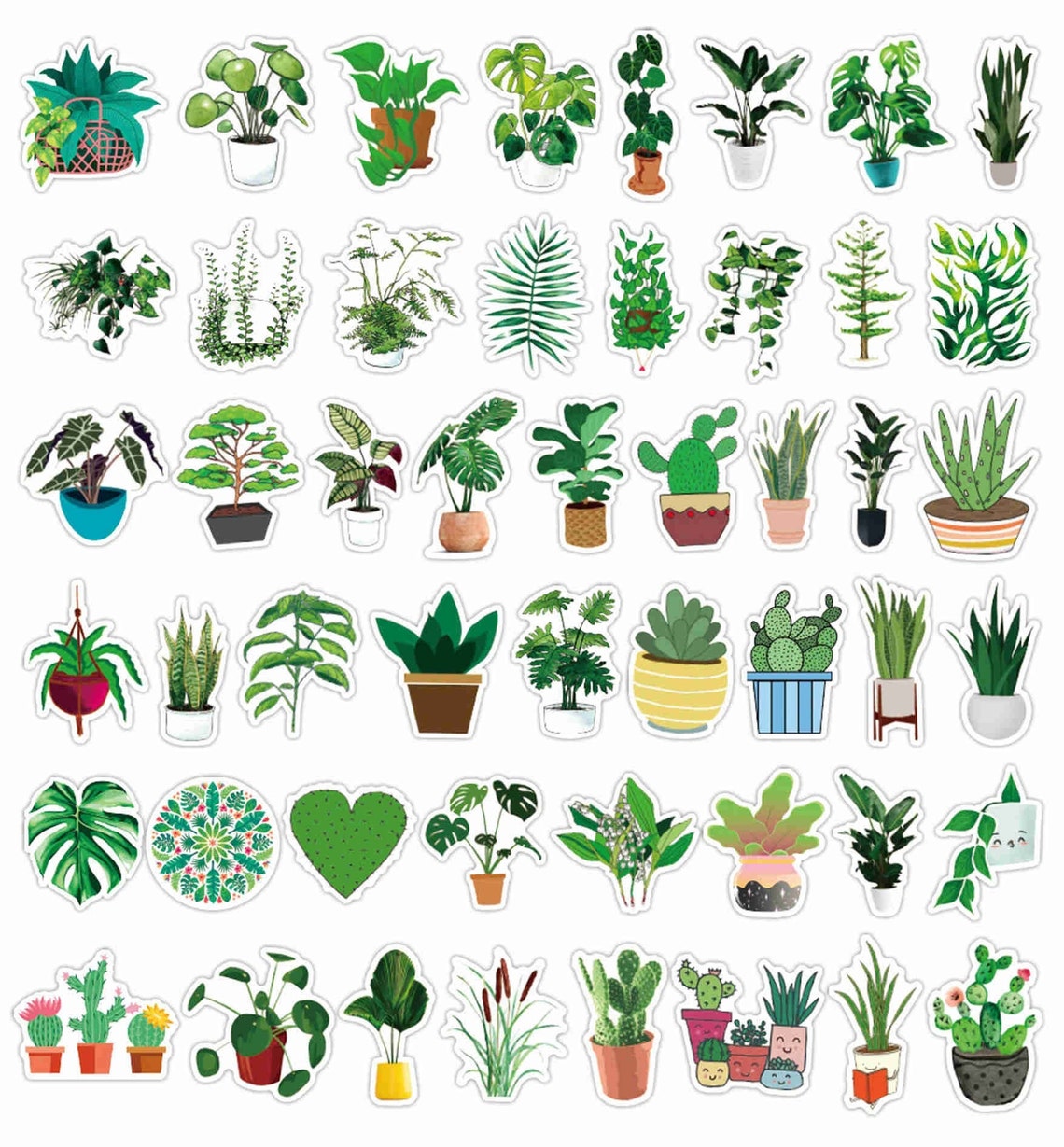 50 Stück Grüne Pflanzen Serie Aufkleber Topfpflanzen Sticker | Etsy