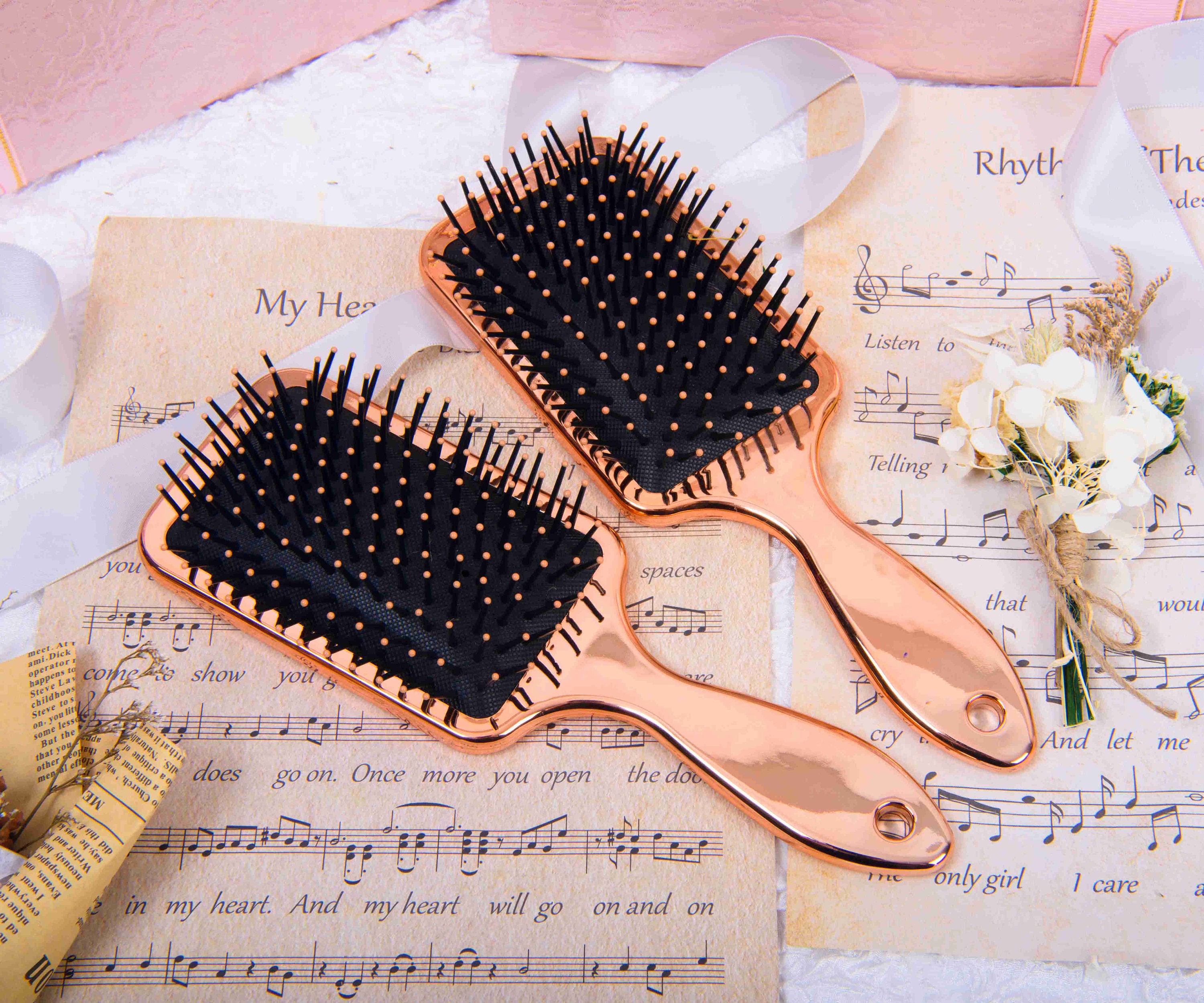 Personalised Birth Flower Hair Brush, Hair Brush With Name, Wedding